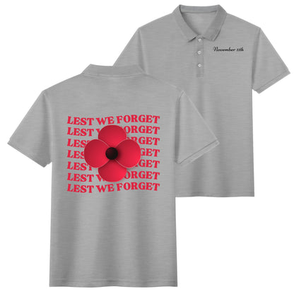 Lest We Forget Poppy - Unisex 100% Cotton Polo Shirt - November 11th (Double-Sided Printing)