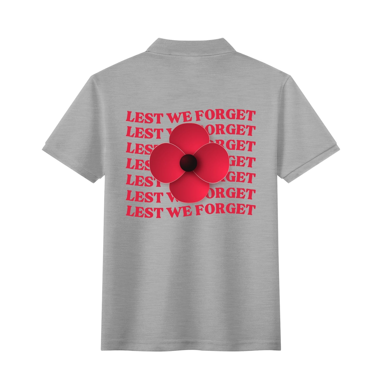 Lest We Forget Poppy - Unisex 100% Cotton Polo Shirt - November 11th (Double-Sided Printing)