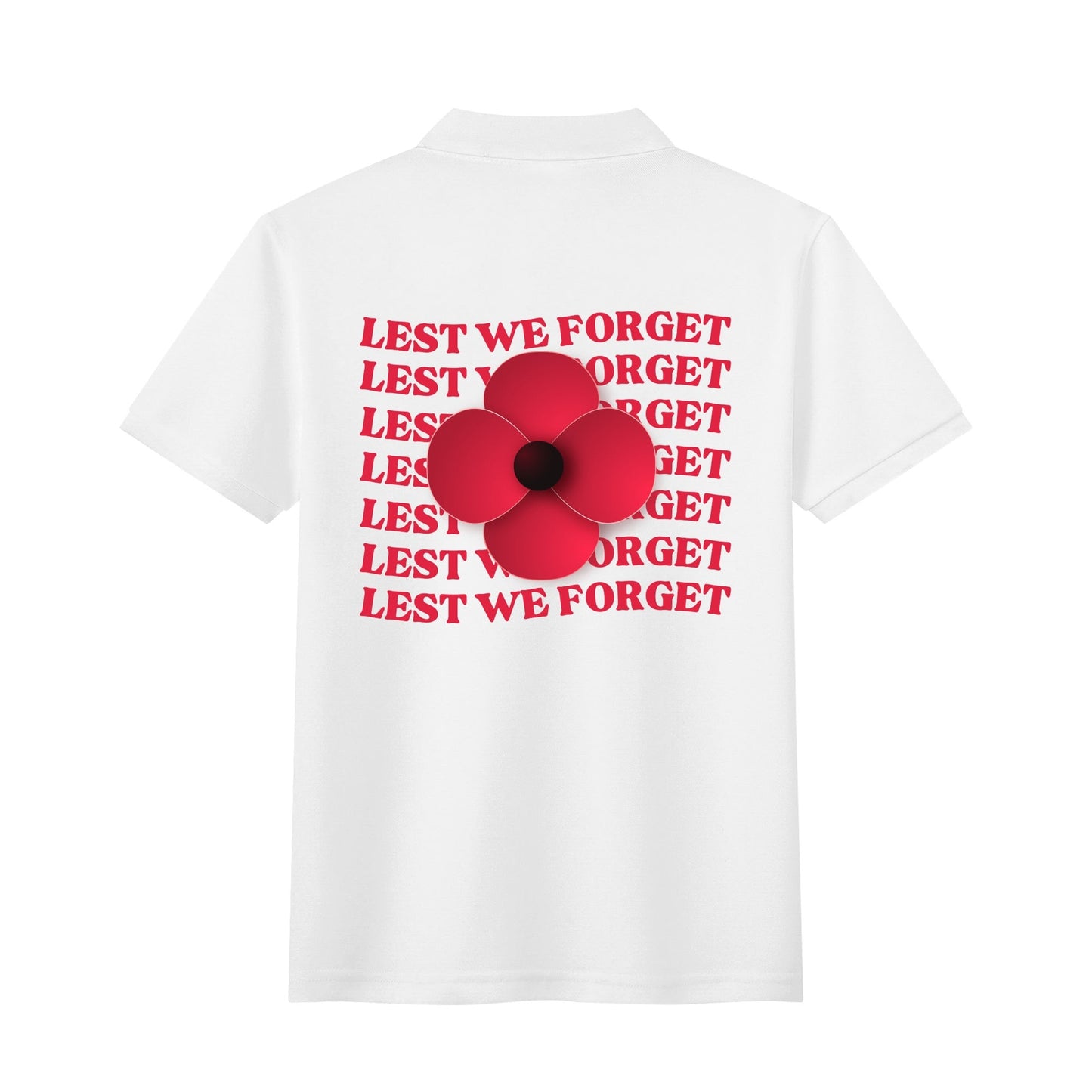 Lest We Forget Poppy - Unisex 100% Cotton Polo Shirt - November 11th (Double-Sided Printing)