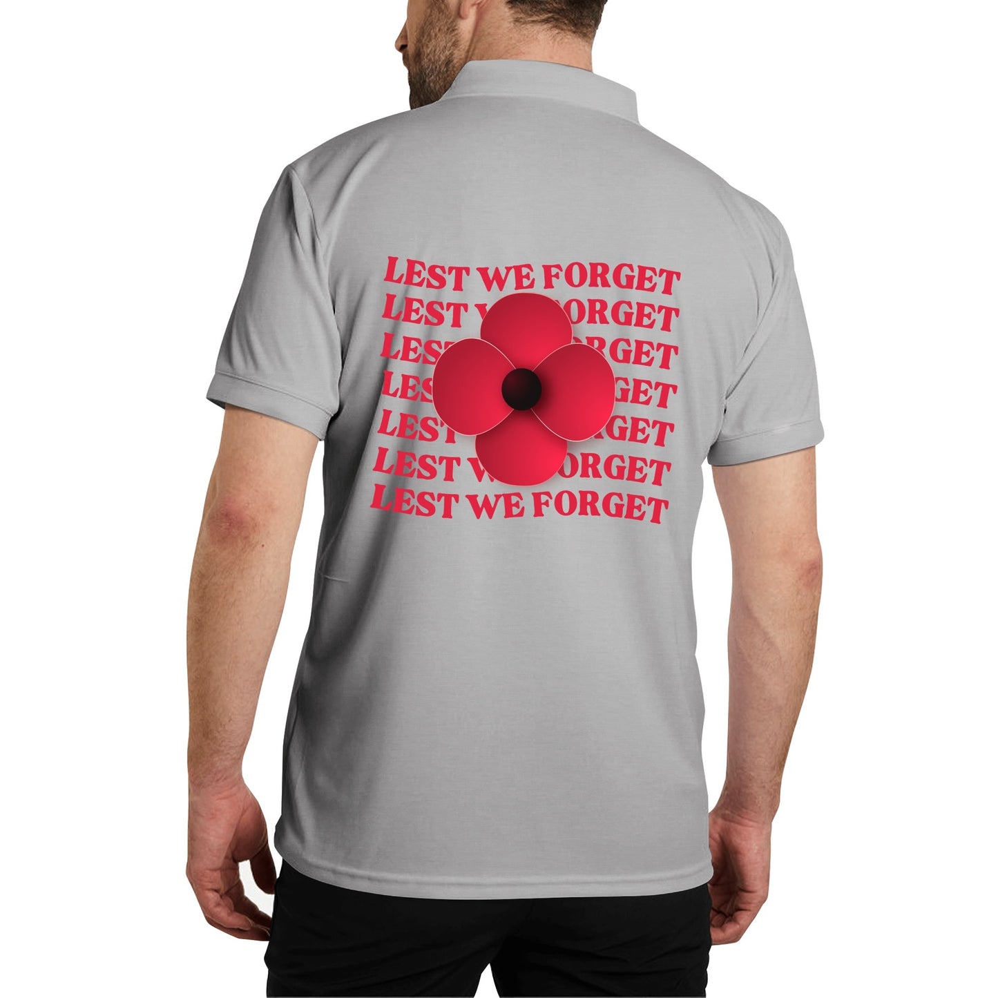 Lest We Forget Poppy - Unisex 100% Cotton Polo Shirt - November 11th (Double-Sided Printing)