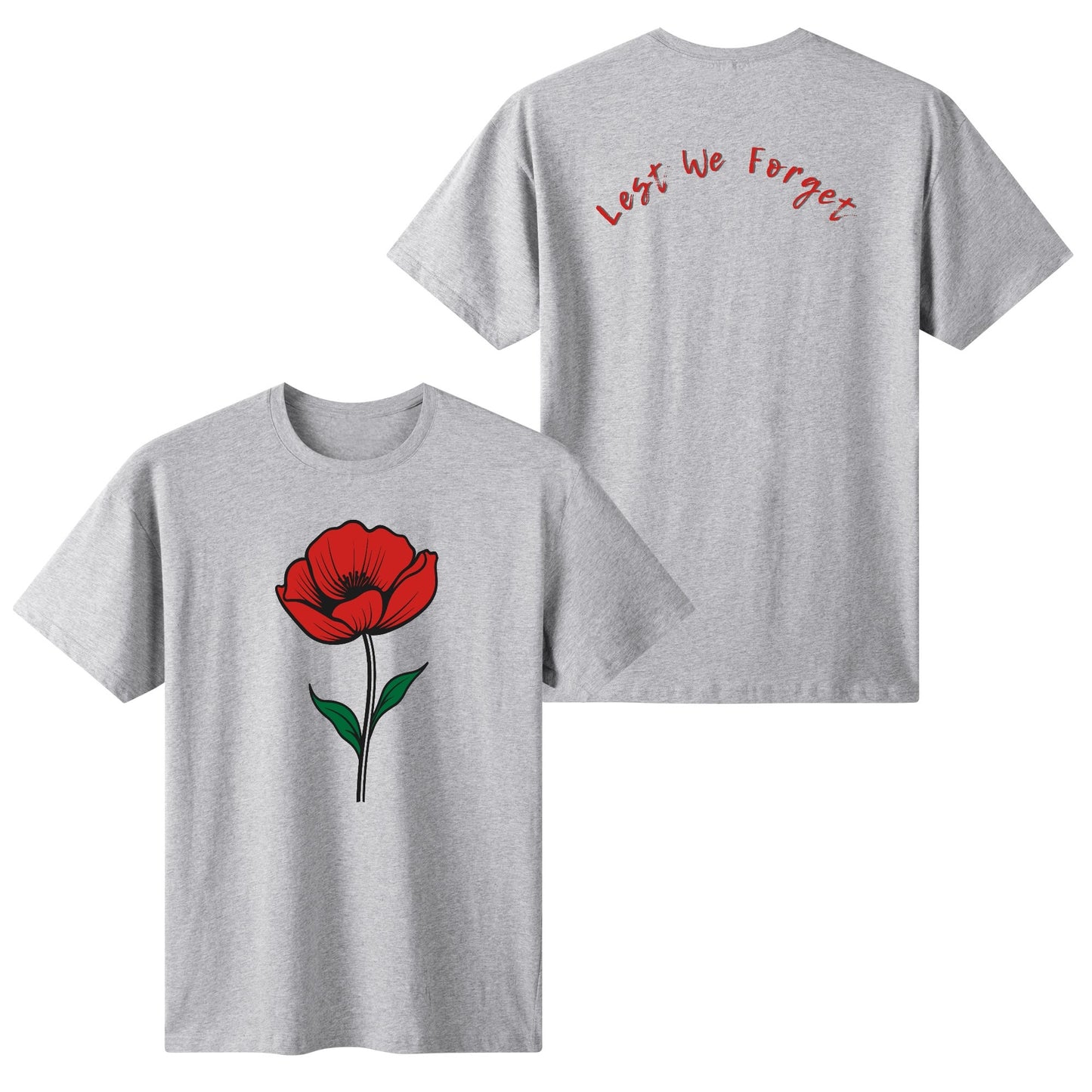 Lest We Forget Poppy - Womens 100% Soft Cotton Remembrance Day T-Shirt