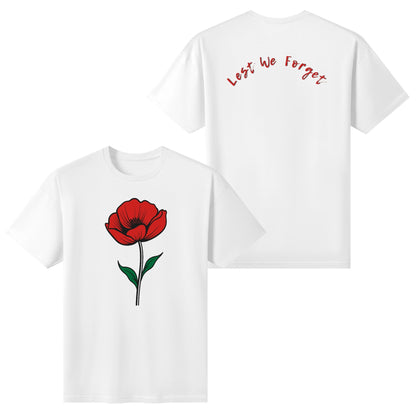 Lest We Forget Poppy - Womens 100% Soft Cotton Remembrance Day T-Shirt