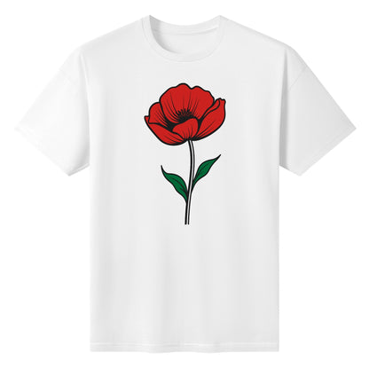 Lest We Forget Poppy - Womens 100% Soft Cotton Remembrance Day T-Shirt