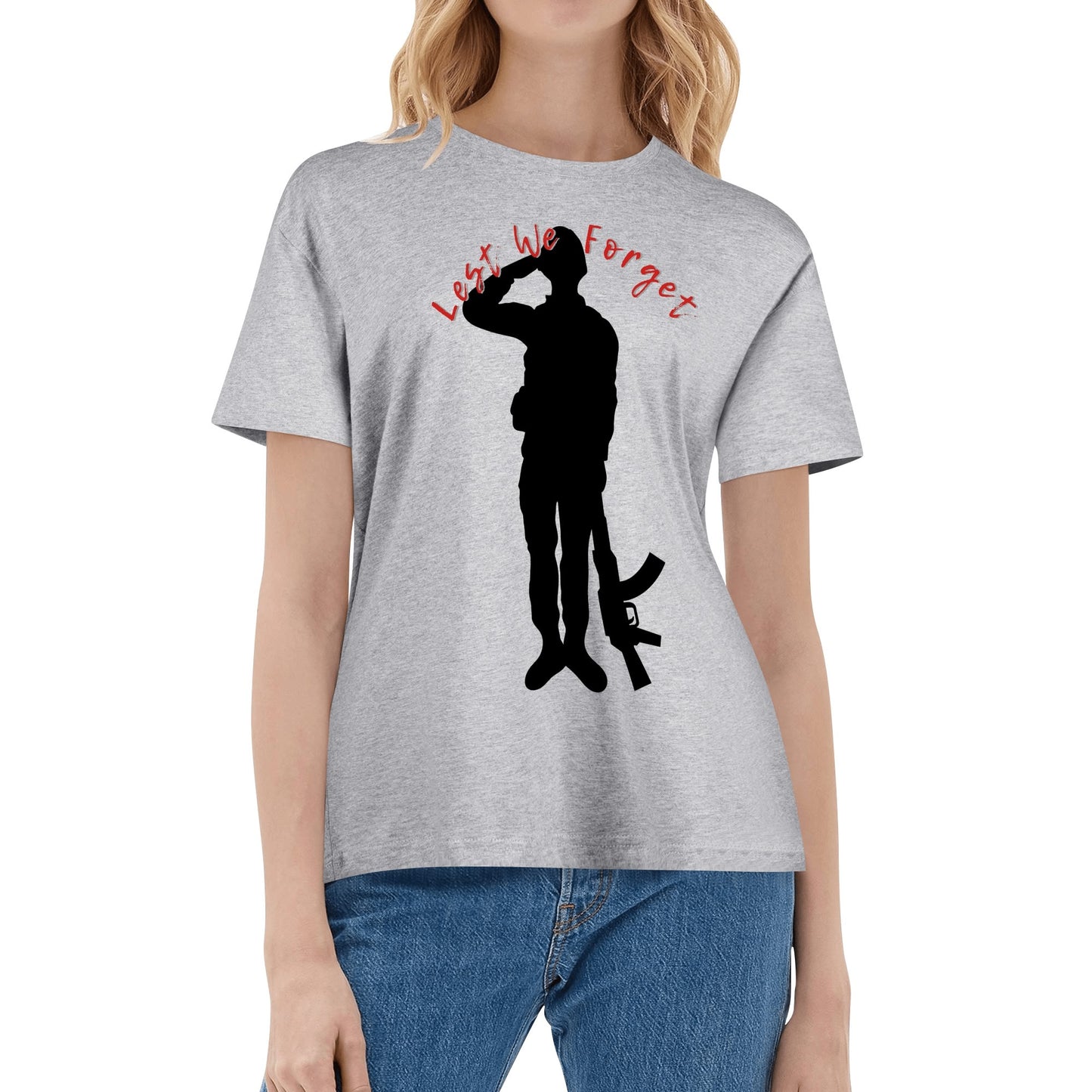 Lest We Forget Soldier - Womens 100% Soft Cotton Remembrance Day T-Shirt