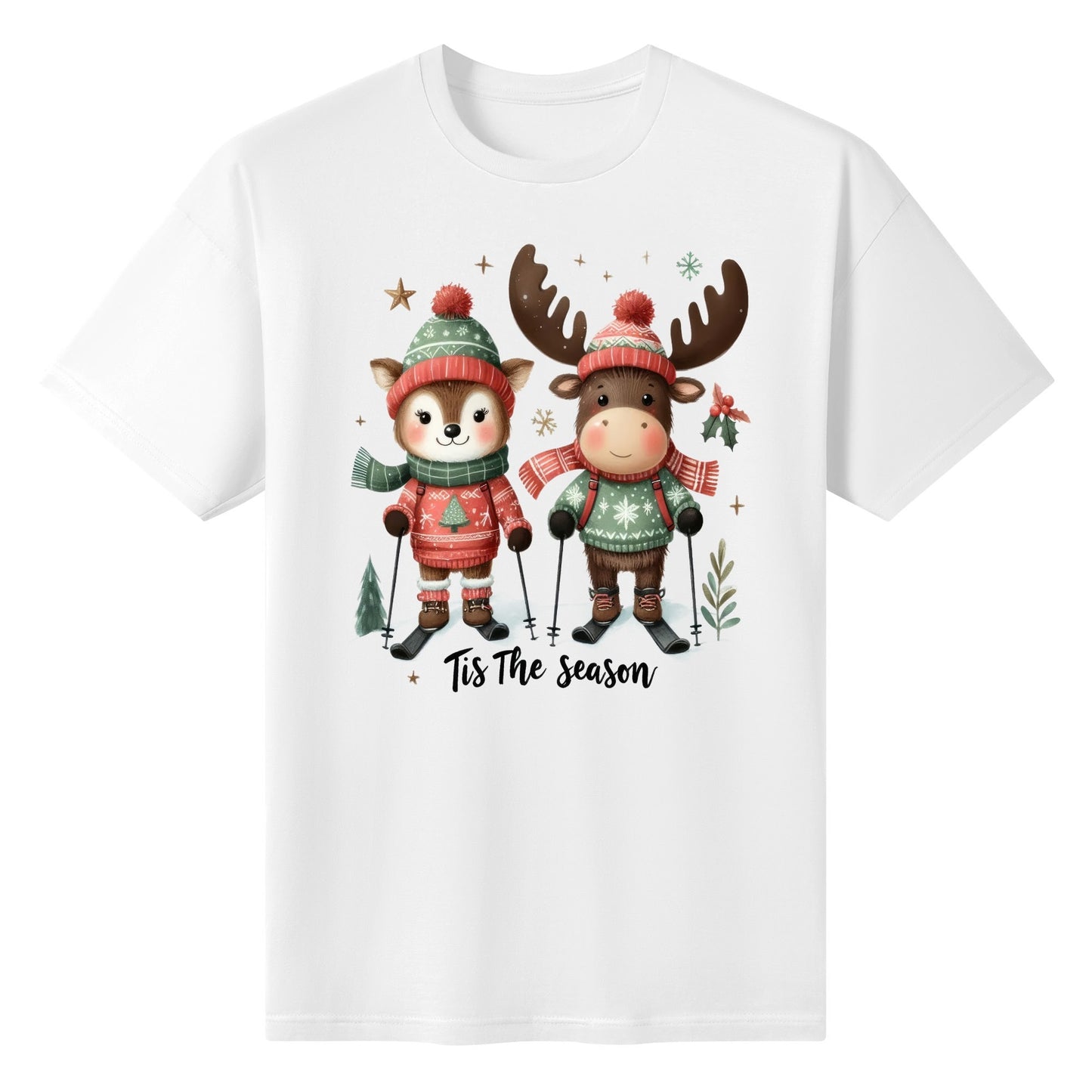 Tis The Season to SKI! Womens 100% Soft Cotton Winter T-Shirt