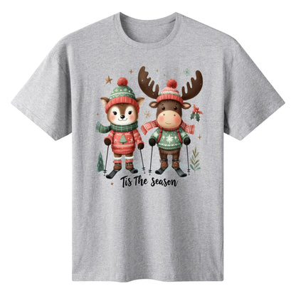 Tis The Season to SKI! Womens 100% Soft Cotton Winter T-Shirt