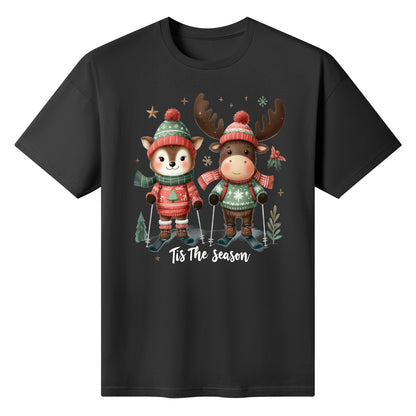 Tis The Season to SKI! Womens 100% Soft Cotton Winter T-Shirt