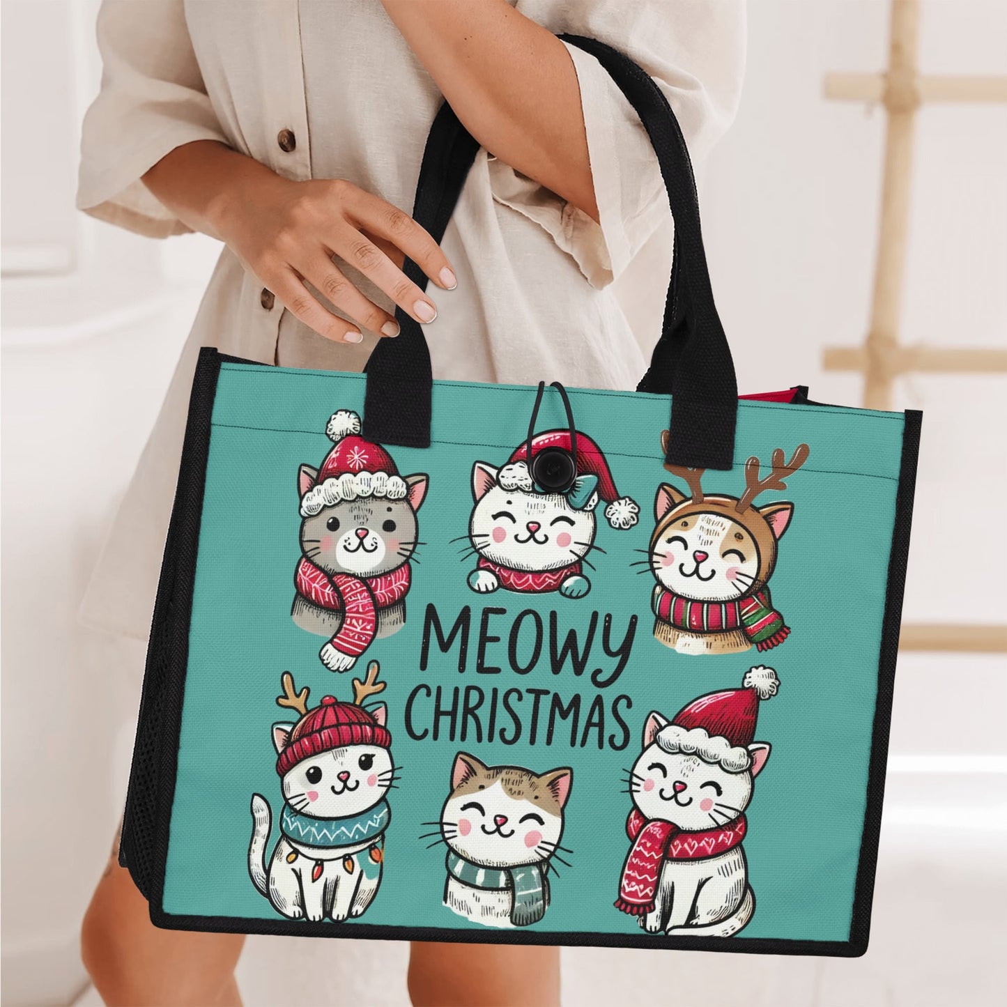 Meowy Christmas - Premium Canvas Tote Bag（3 layers - 2 Sizes to choose from）