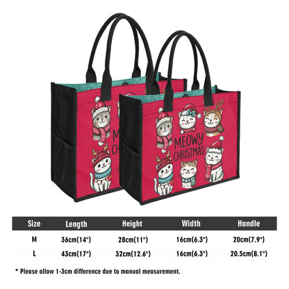 Meowy Christmas - Premium Canvas Tote Bag（3 layers - 2 Sizes to choose from）