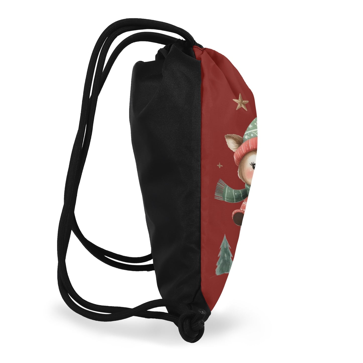 Tis The Season to SKI! - Single-Sided Print Christmas Drawstring Tote Bag