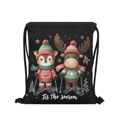 Tis The Season to SKI! - Single-Sided Print Christmas Drawstring Tote Bag