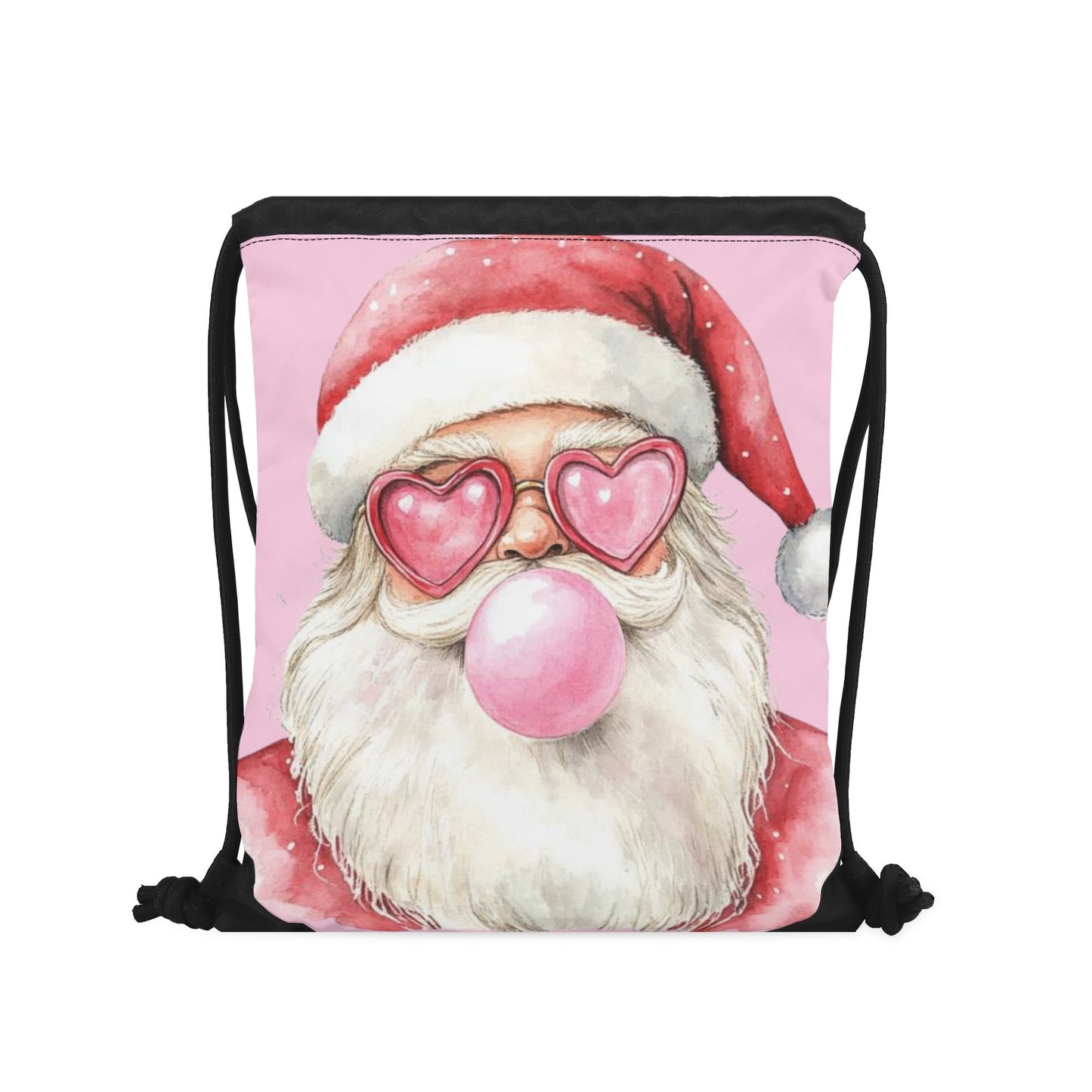 Retro Santa - Single-Sided Print Christmas Drawstring Tote Bag