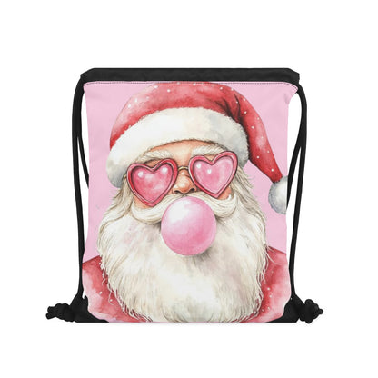 Retro Santa - Single-Sided Print Christmas Drawstring Tote Bag