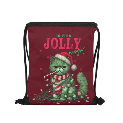 Is This Jolly Enough? - Single-Sided Print Christmas Drawstring Tote Bag