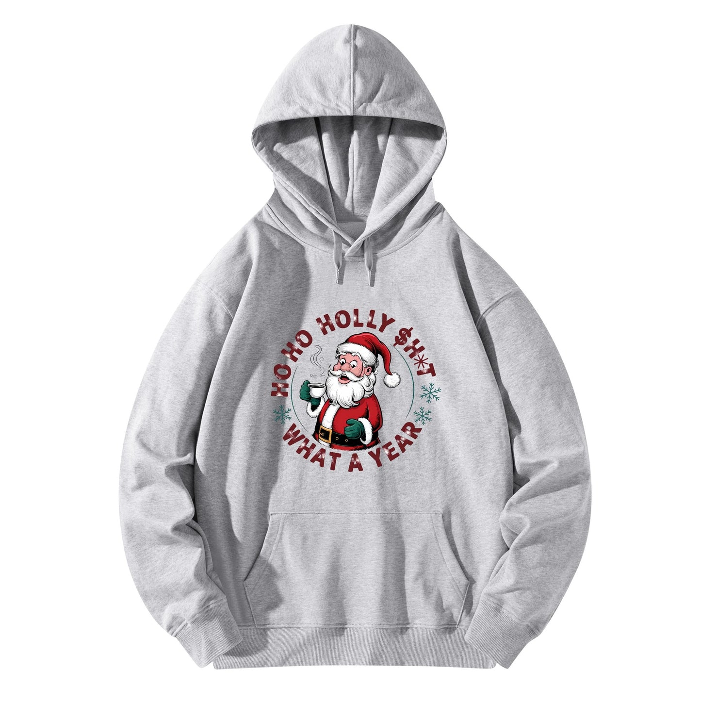 Ho Ho Holly $h*t What A Year - Mens 100% Soft Cotton Hoodie - Funny Christmas Hooded Pullover