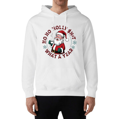 Ho Ho Holly $h*t What A Year - Mens 100% Soft Cotton Hoodie - Funny Christmas Hooded Pullover