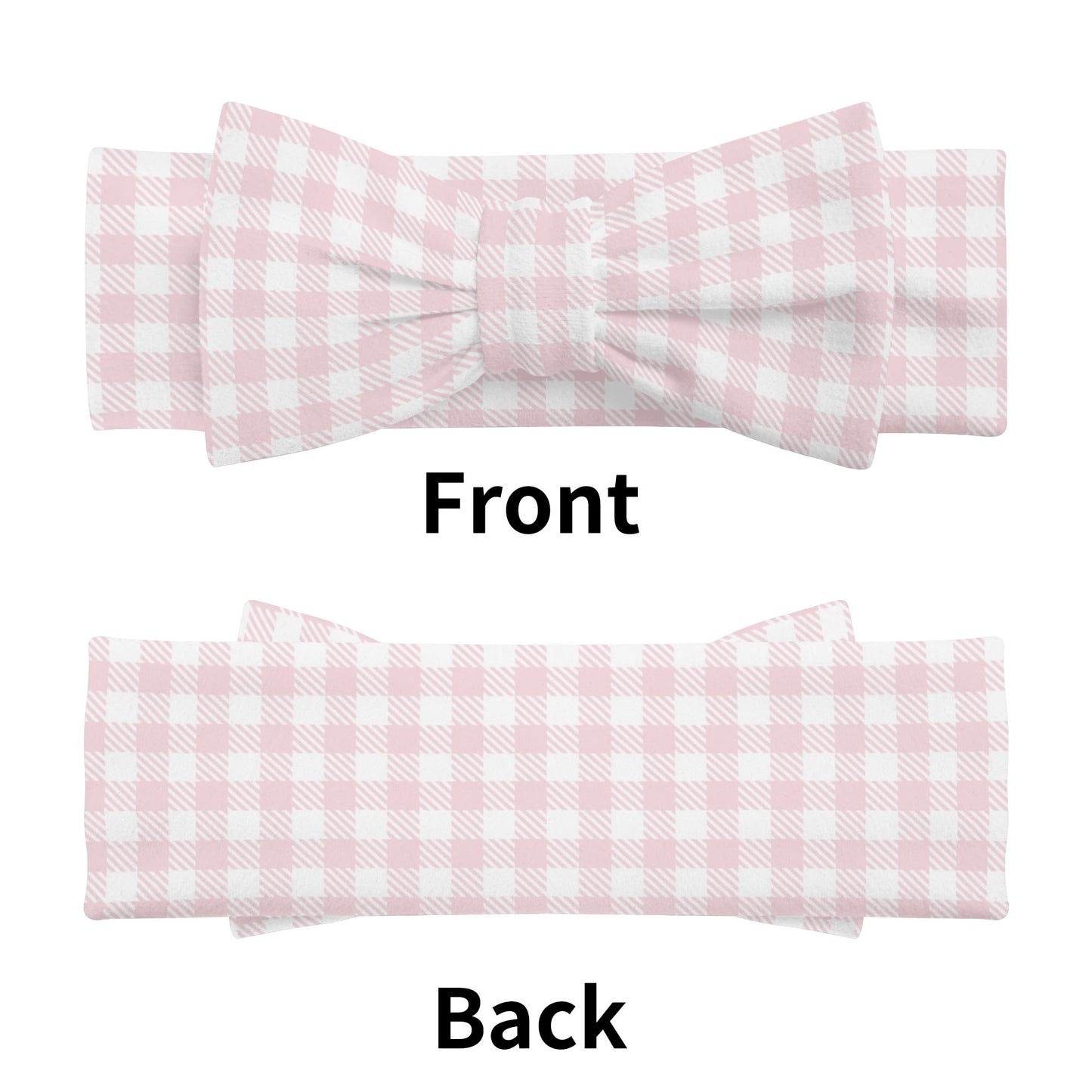 Blush Pink Gingham - Baby Bow Headband Hairband for Newborn Babies