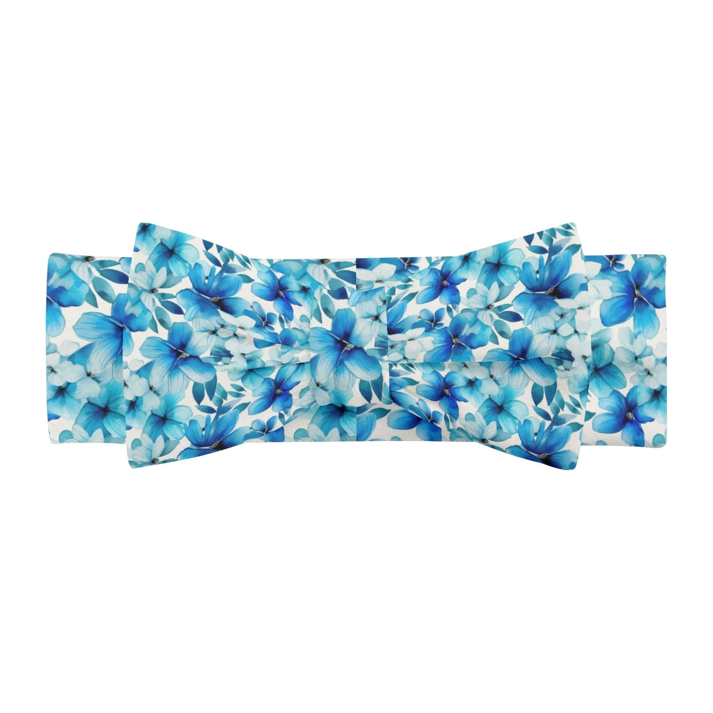 Blue Floral - Bow Headband Hairband for Newborn Babies