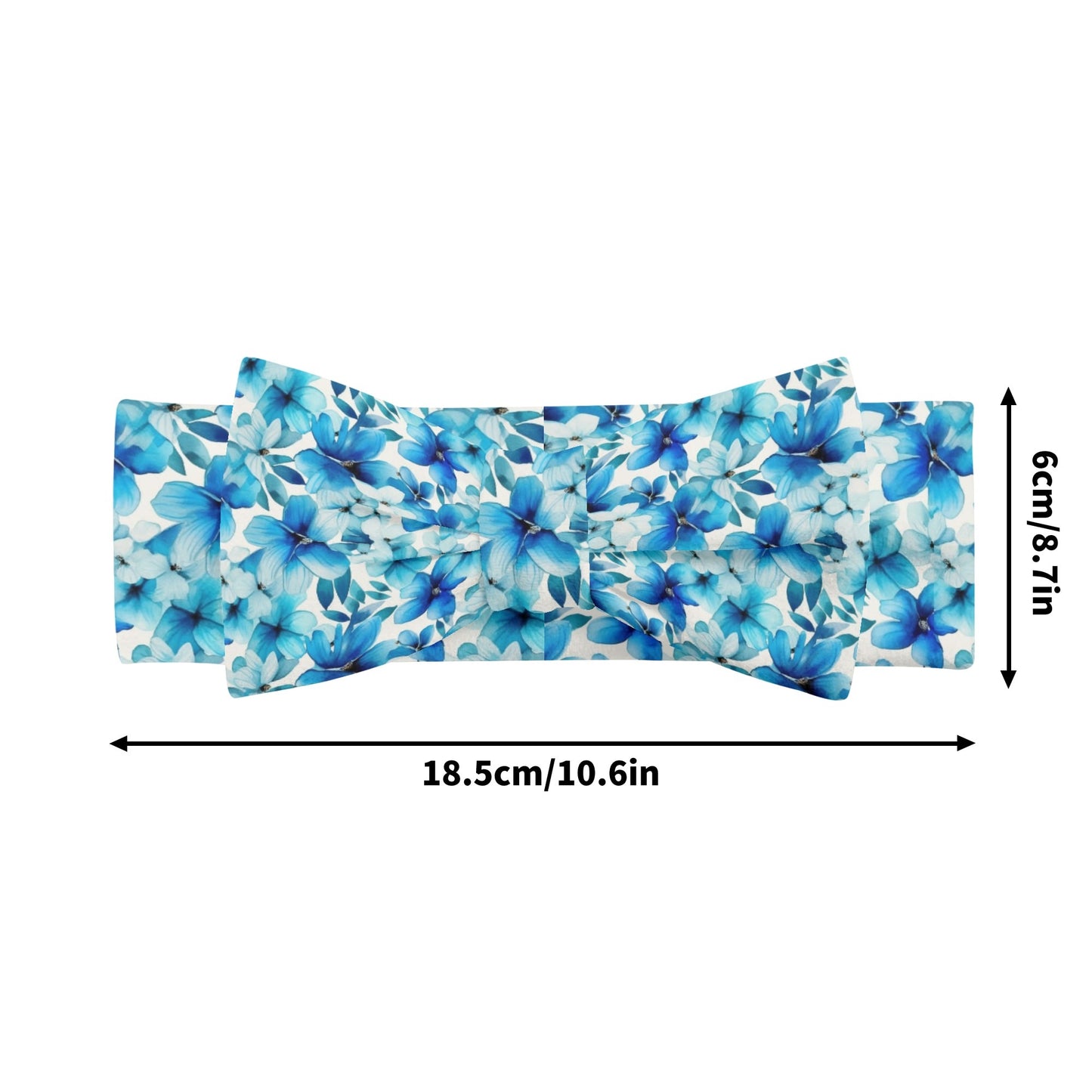 Blue Floral - Bow Headband Hairband for Newborn Babies