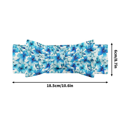 Blue Floral - Bow Headband Hairband for Newborn Babies