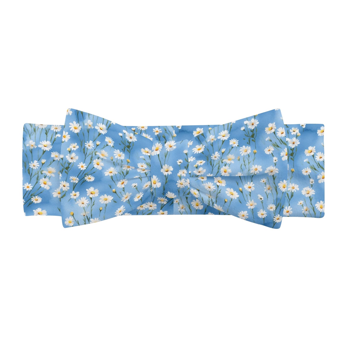 Blue Floral - Bow Headband Hairband for Newborn Babies