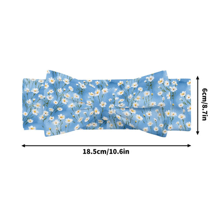 Blue Floral - Bow Headband Hairband for Newborn Babies