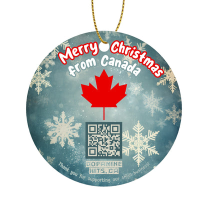 Merry Christmas from the Great White North - Dopamine Hits Round Christmas Tree Ornament Featuring a 3D Polar Bear