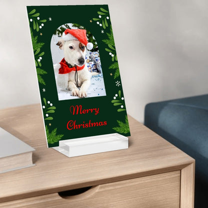 Personalized Acrylic Christmas Holly Photo Table Stand