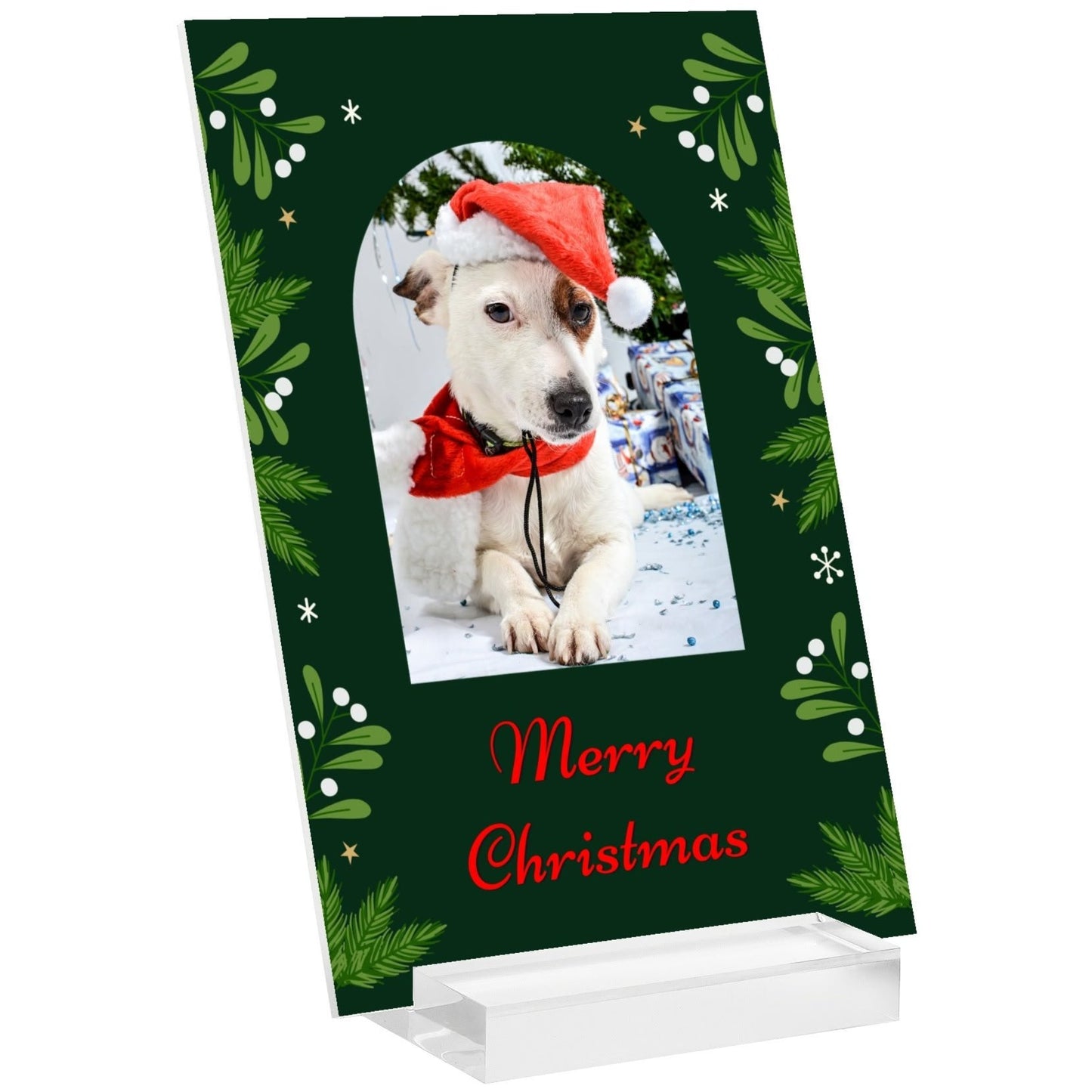 Personalized Acrylic Christmas Holly Photo Table Stand