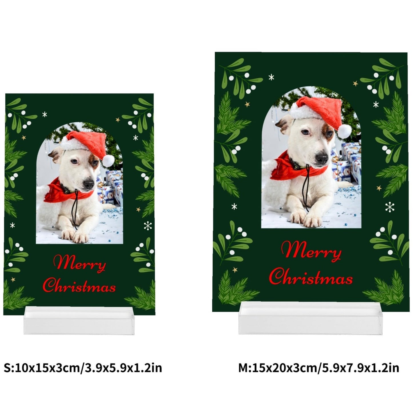 Personalized Acrylic Christmas Holly Photo Table Stand