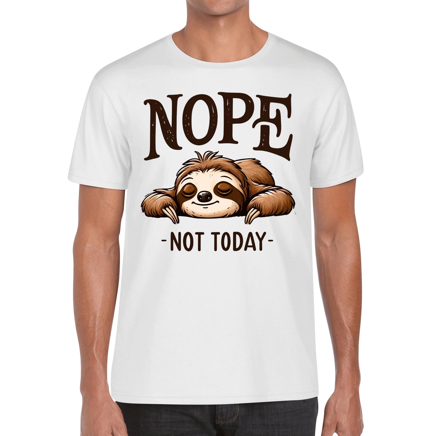 Sloth - Nope Not Today - Mens 100% Soft Cotton T-Shirt