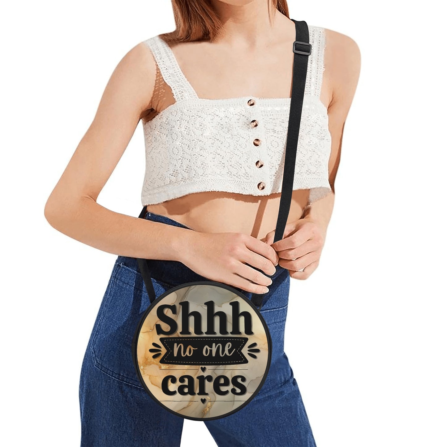 Shhh, No One Cares | Cheeky Round Satchel Bags