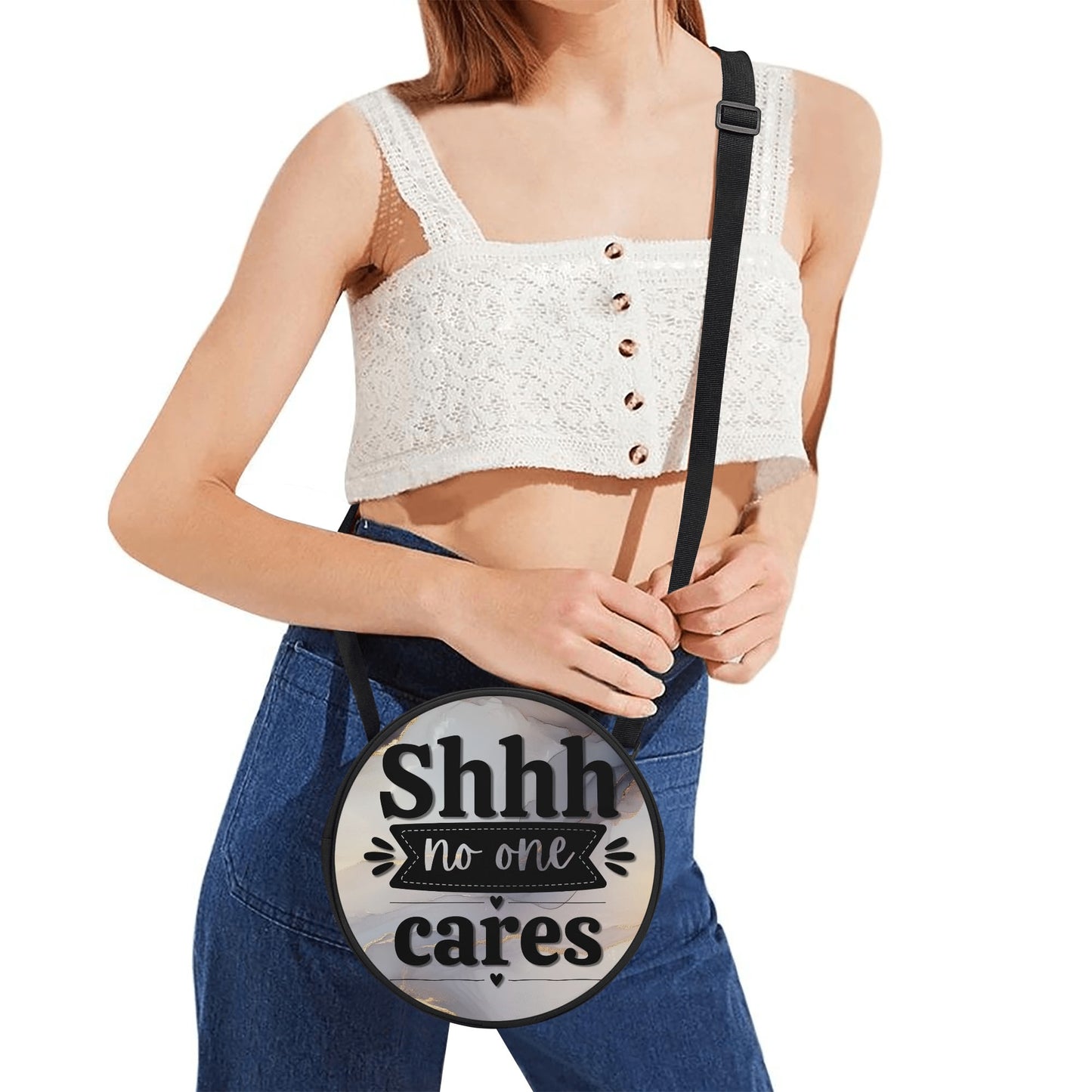 Shhh, No One Cares | Cheeky Round Satchel Bags