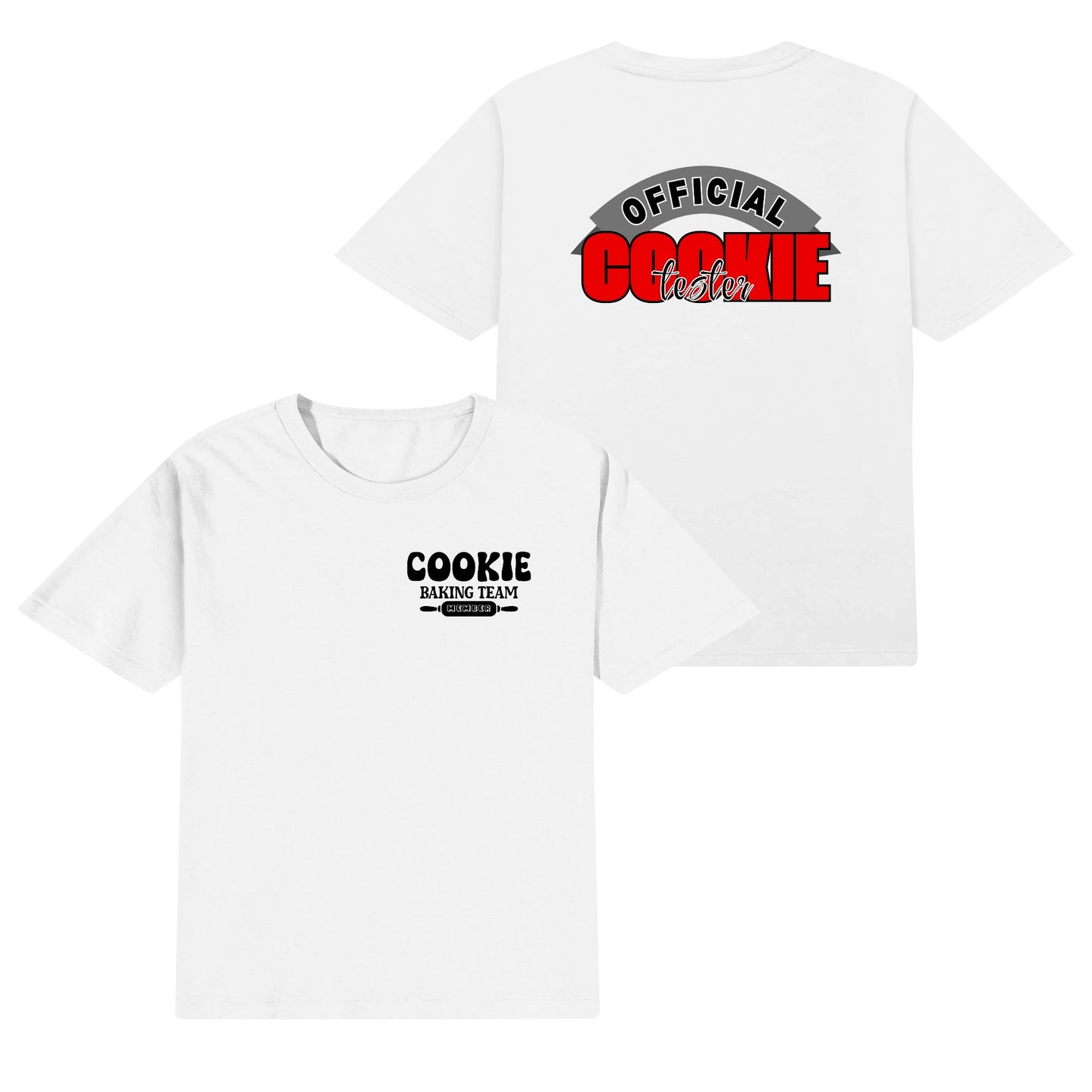 Official Cookie Tester - Kids 100% Soft Cotton Double Sided Print Cookie Baking Team Member T-Shirt