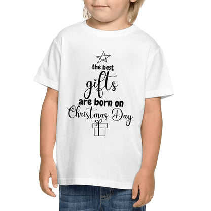 The Best Gifts Are Born On Christmas Day - Hand-Drawn Star - Kids100% Soft Cotton T-Shirt