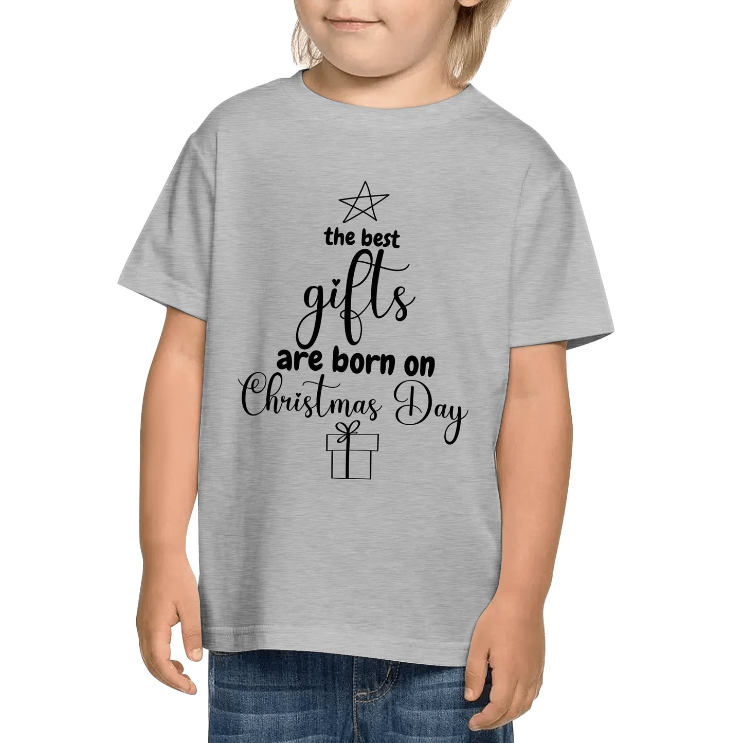 The Best Gifts Are Born On Christmas Day - Hand-Drawn Star - Kids100% Soft Cotton T-Shirt