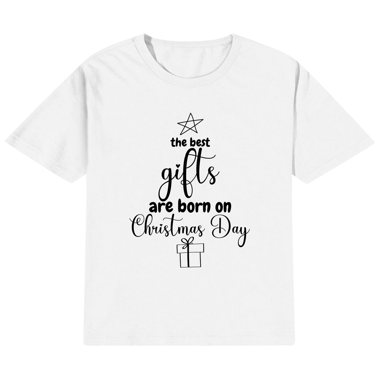 The Best Gifts Are Born On Christmas Day - Hand-Drawn Star - Kids100% Soft Cotton T-Shirt