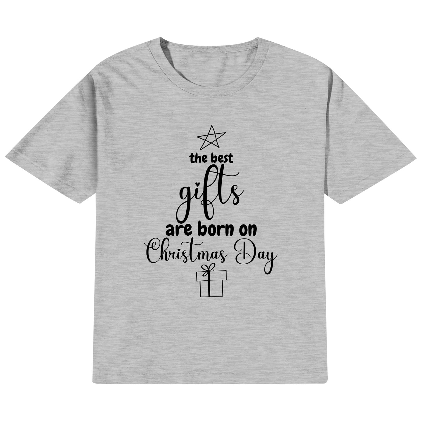 The Best Gifts Are Born On Christmas Day - Hand-Drawn Star - Kids100% Soft Cotton T-Shirt