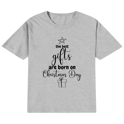 The Best Gifts Are Born On Christmas Day - Hand-Drawn Star - Kids100% Soft Cotton T-Shirt