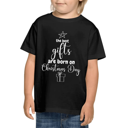 The Best Gifts Are Born On Christmas Day - Hand-Drawn Star - Kids100% Soft Cotton T-Shirt