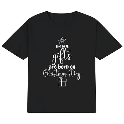 The Best Gifts Are Born On Christmas Day - Hand-Drawn Star - Kids100% Soft Cotton T-Shirt