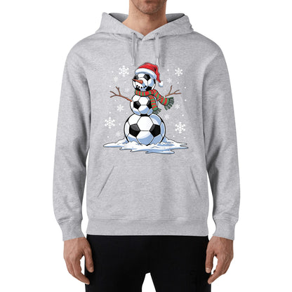 Soccer Snowman - Mens 100% Soft Cotton Hoodie - Fun Winter Hooded Pullover