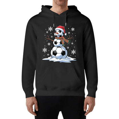 Soccer Snowman - Mens 100% Soft Cotton Hoodie - Fun Winter Hooded Pullover