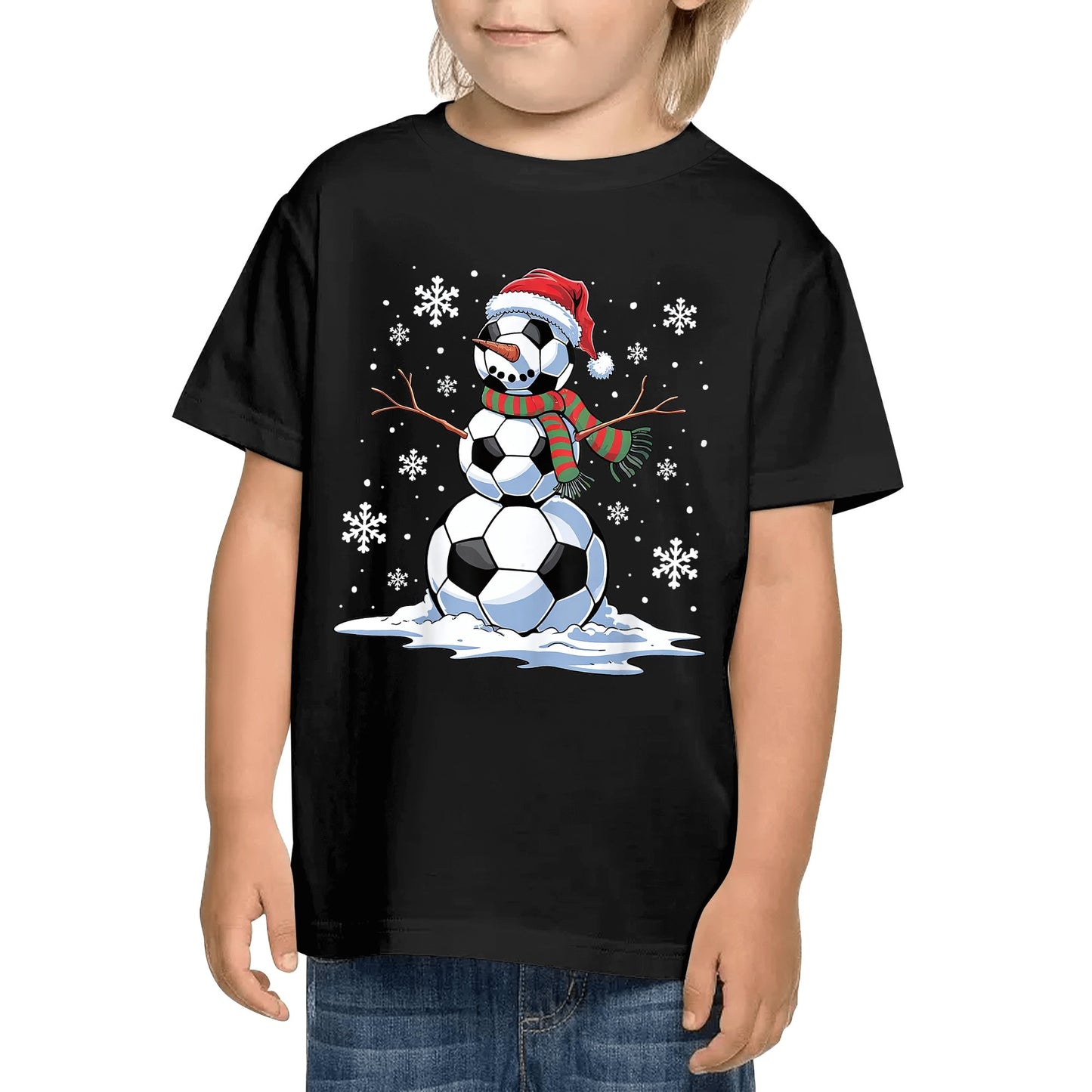 Soccer Snowman - Fun Kids 100% Super Soft Cotton Winter T-Shirt