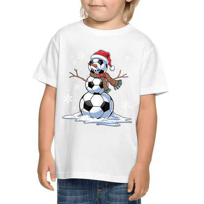 Soccer Snowman - Fun Kids 100% Super Soft Cotton Winter T-Shirt