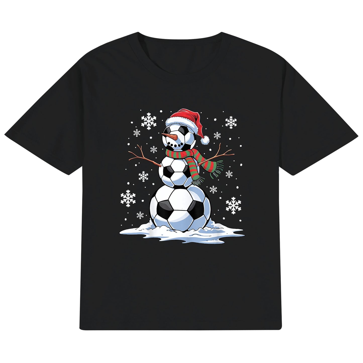 Soccer Snowman - Fun Kids 100% Super Soft Cotton Winter T-Shirt