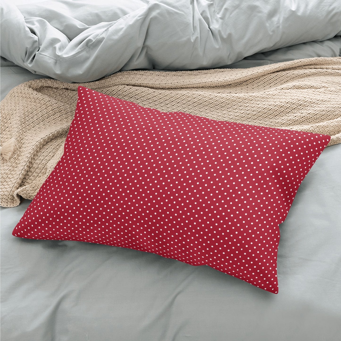 White Polka Dots - Soft Polyester Fleece Rectangular Pillowcase – Stylish, Comfortable, and Durable