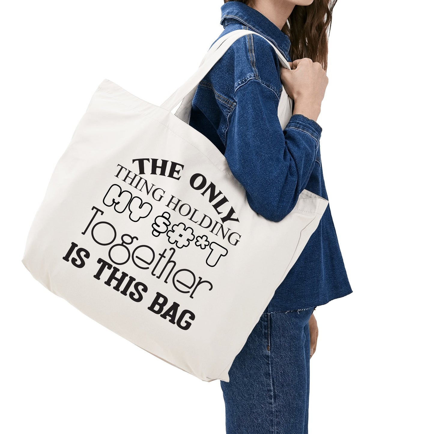 Holding My $#*T Together - Cheeky 100% Cotton Tote Bag (Single-sided Print)