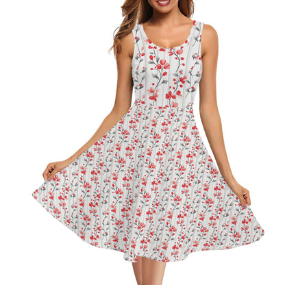 Festive Berries - Womens Sleeveless A-Line Sundress with Pockets