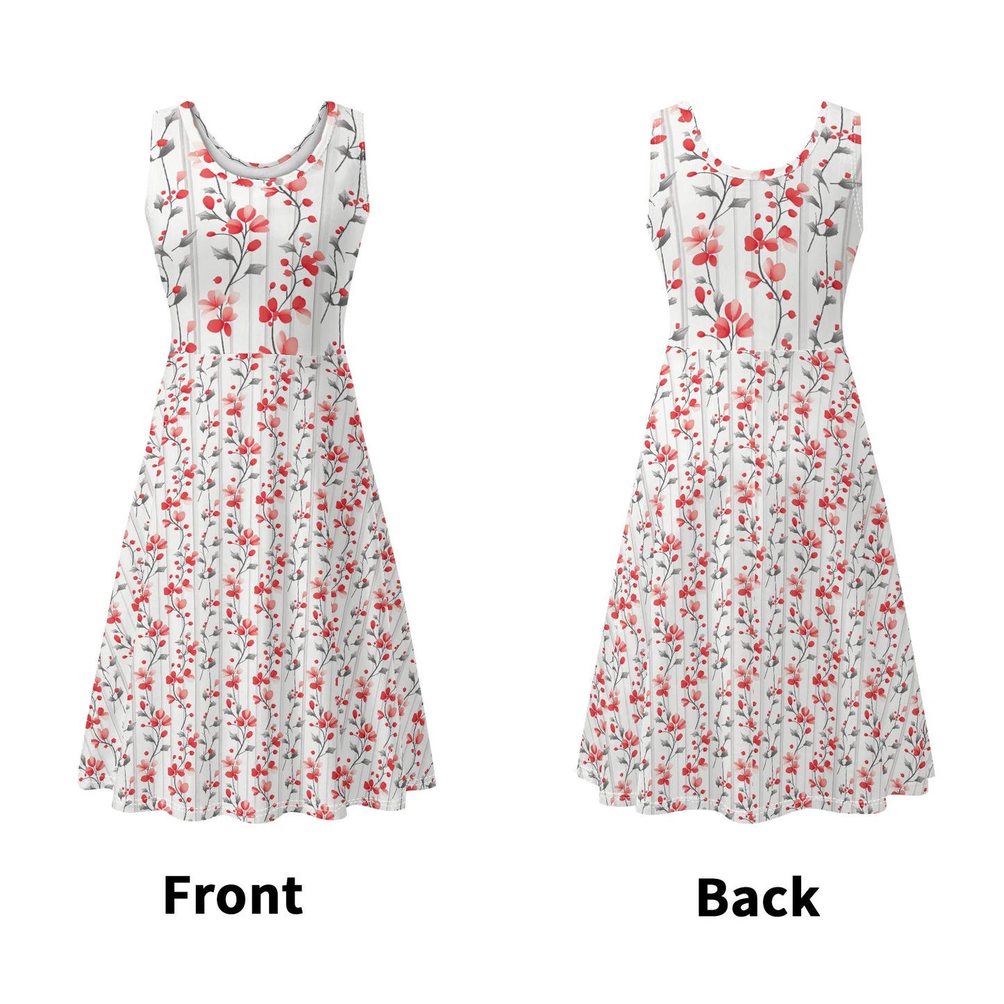 Festive Berries - Womens Sleeveless A-Line Sundress with Pockets